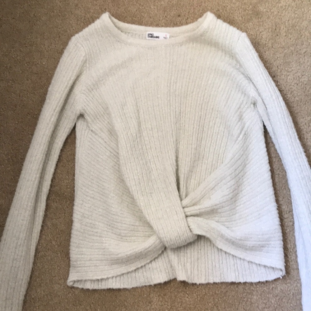 super cute glittery front tye sweater!